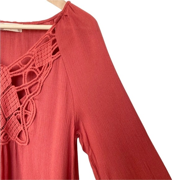 Altar’d State Crocheted Long Sleeve Lightweight Boho Tunic Dress - Picture 5 of 13